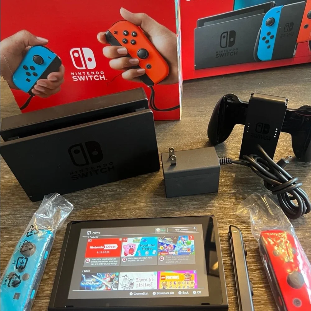 Nintendo Switch Console with Red and Blue Joy-Con